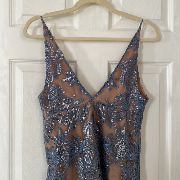 Free People Night Shimmer Mini Dress Blue Sequin Cocktail Size 2 - Picture 3 of 5